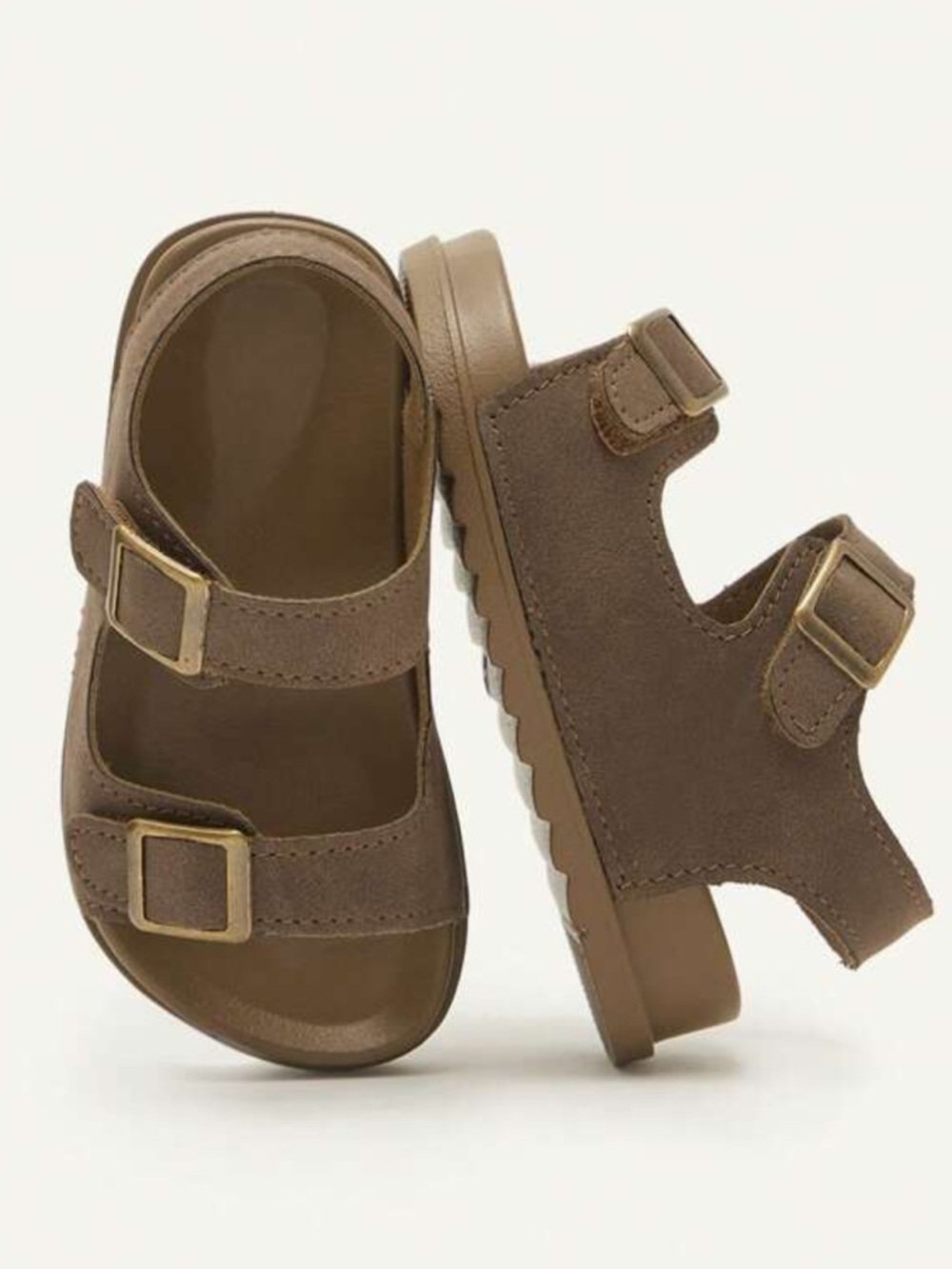 Toddler Boy Brown Suede Double-Buckle Sandals - 5.5